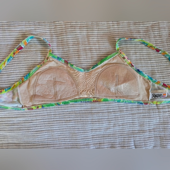 Vintage 90s Sunrays Neon Sailboat Bikini Top Size M Made In Canada - Picture 5 of 9